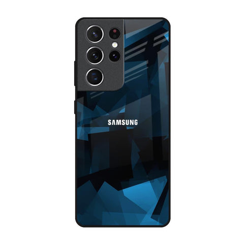 Polygonal Blue Box Glossy Case For Samsung Galaxy S21 Ultra
