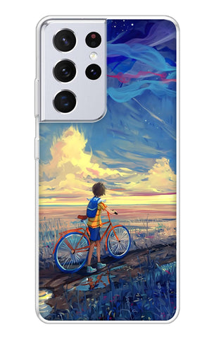 Riding Bicycle to Dreamland Soft Cover for Samsung Galaxy S21 Ultra