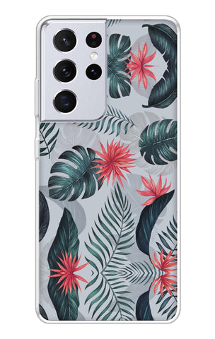 Retro Floral Leaf Soft Cover for Samsung Galaxy S21 Ultra