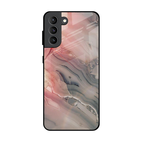 Pink And Grey Marble Glossy Case For Samsung Galaxy S21 Plus