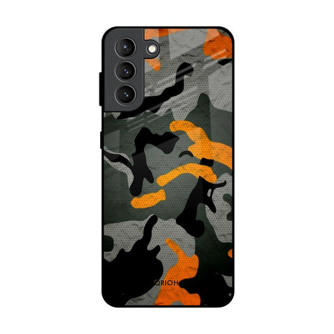 Camouflage Orange Glossy Case For Samsung Galaxy S21 Plus