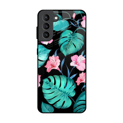 Tropical Leaves & Pink Flowers Glossy Case for Samsung Galaxy S21 Plus