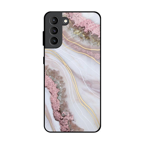 Pink & Gold Gllitter Marble Glossy Case for Samsung Galaxy S21 Plus