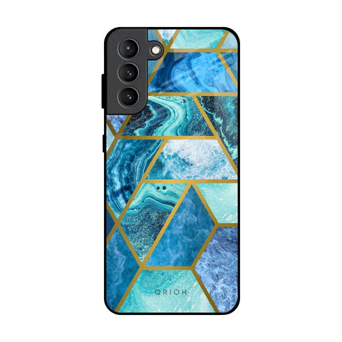 Turquoise Geometrical Marble Glossy Case for Samsung Galaxy S21 Plus