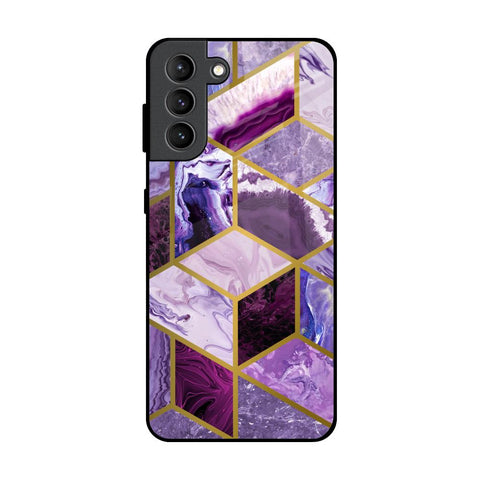 Purple Rhombus Marble Glossy Case for Samsung Galaxy S21 Plus