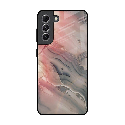 Pink And Grey Marble Glossy Case For Samsung Galaxy S21