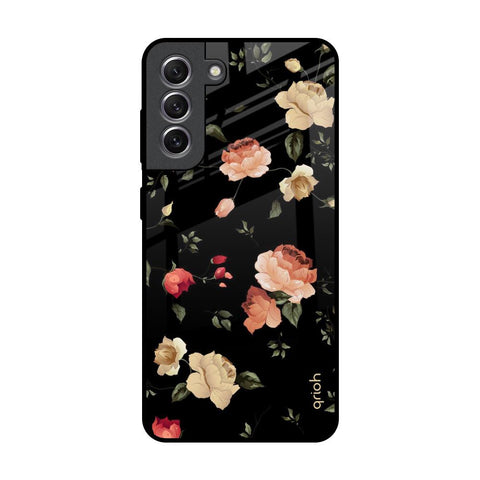 Black Spring Floral Glossy Case for Samsung Galaxy S21