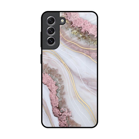 Pink & Gold Gllitter Marble Glossy Case for Samsung Galaxy S21