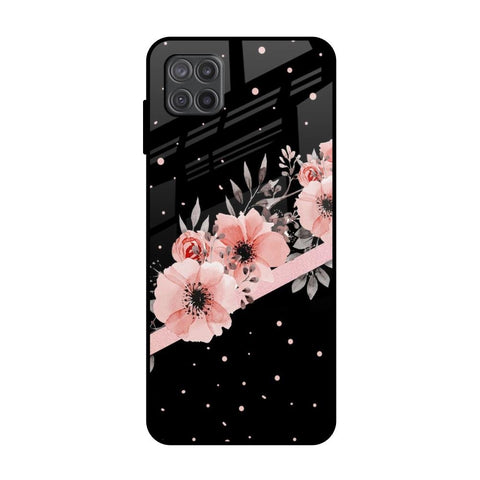 Floral Black Band Glossy Case For Samsung Galaxy M12
