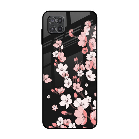 Black Cherry Blossom Glossy Case for Samsung Galaxy M12