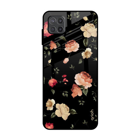 Black Spring Floral Glossy Case for Samsung Galaxy M12