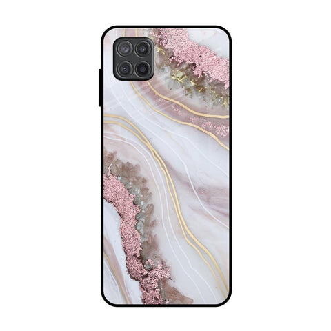 Pink & Gold Gllitter Marble Glossy Case for Samsung Galaxy M12