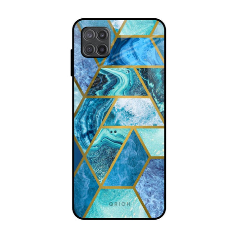 Turquoise Geometrical Marble Glossy Case for Samsung Galaxy M12