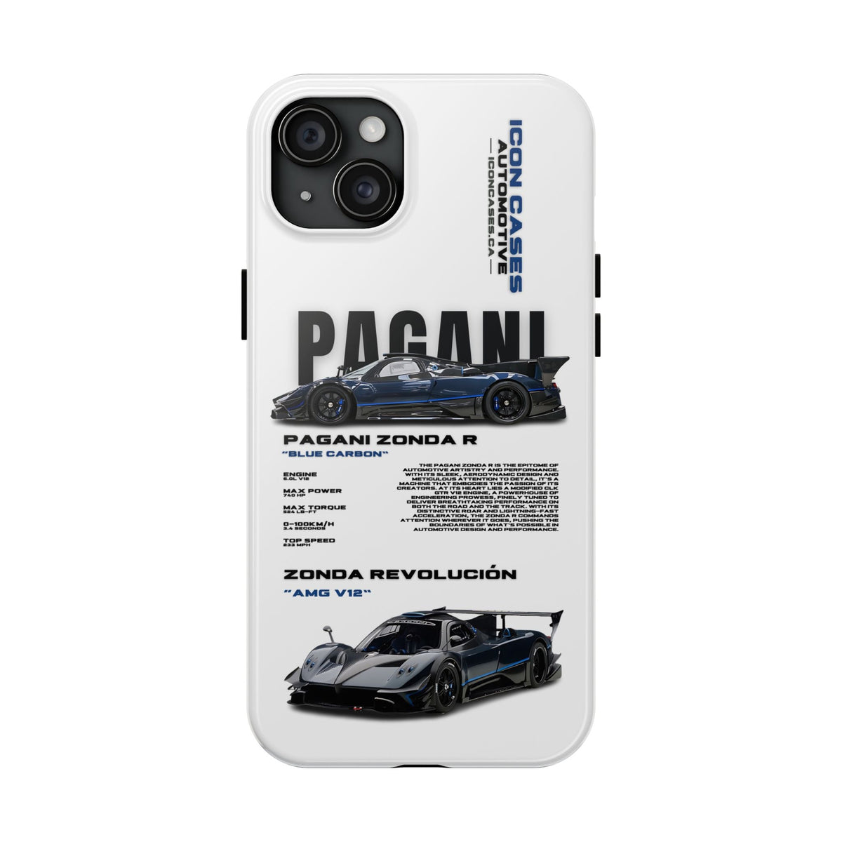 Pagani Zonda R White Premium Tough Shining Phone Case (Double Layer) Available For All iPhone Models