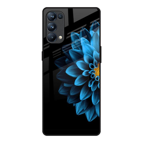Half Blue Flower Glossy Case for Oppo Reno5 Pro