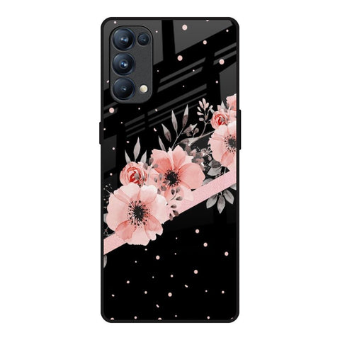 Floral Black Band Glossy Case For Oppo Reno5 Pro