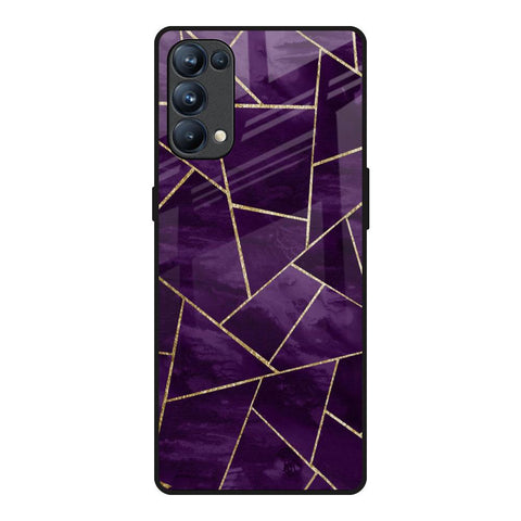Geometric Purple Glossy Case For Oppo Reno5 Pro