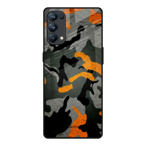 Camouflage Orange Glossy Case For Oppo Reno5 Pro