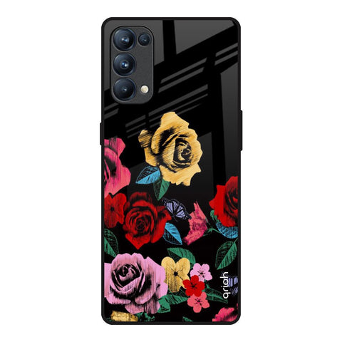Floral Decorative Glossy Case For Oppo Reno5 Pro
