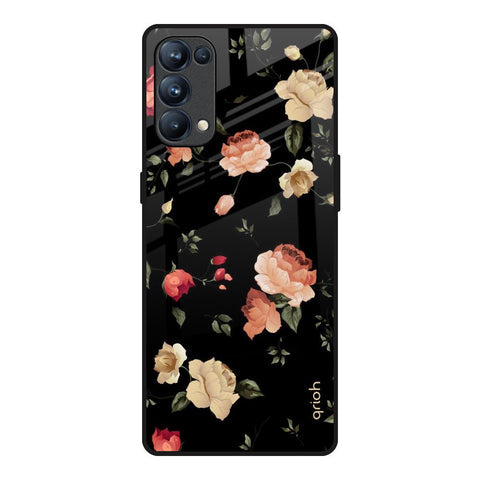 Black Spring Floral Glossy Case for Oppo Reno5 Pro