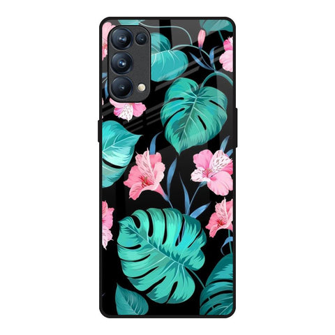 Tropical Leaves & Pink Flowers Glossy Case for Oppo Reno5 Pro
