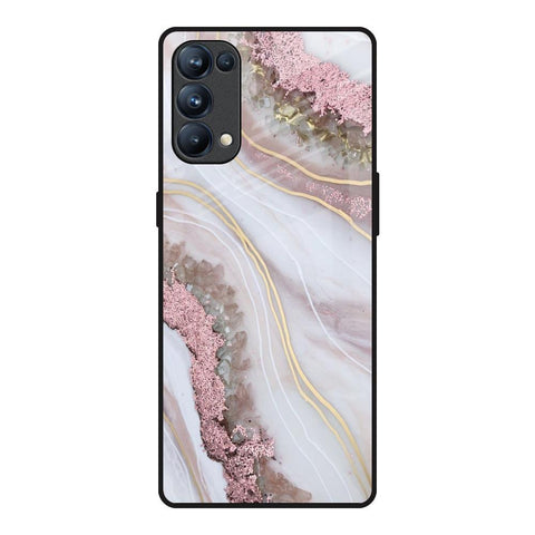 Pink & Gold Gllitter Marble Glossy Case for Oppo Reno5 Pro