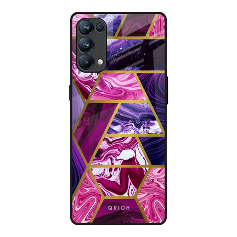 Electroplated Geometric Marble Glossy Case for Oppo Reno5 Pro