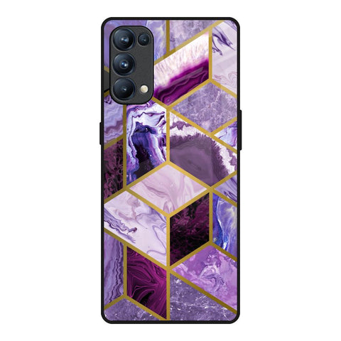Purple Rhombus Marble Glossy Case for Oppo Reno5 Pro