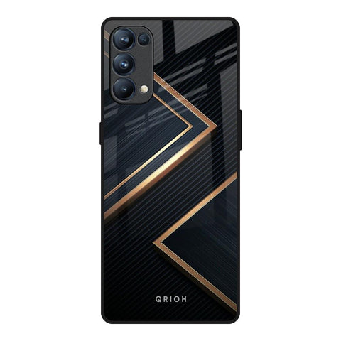 Sleek Golden & Navy Glossy Case for Oppo Reno5 Pro