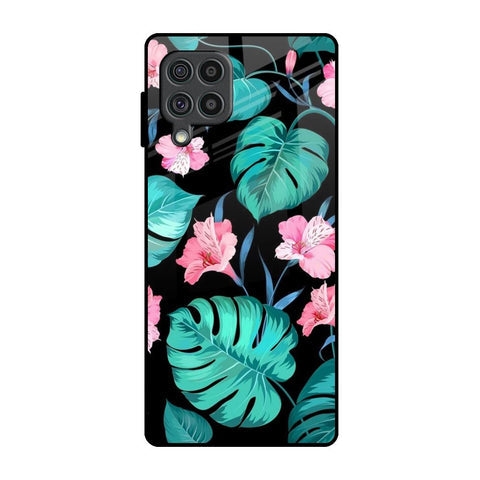 Tropical Leaves & Pink Flowers Glossy Case for Samsung Galaxy F62