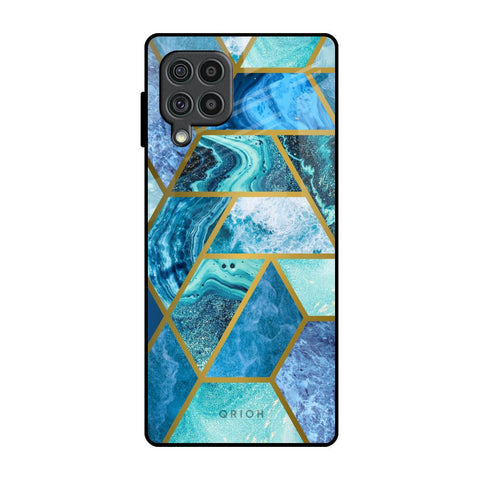 Turquoise Geometrical Marble Glossy Case for Samsung Galaxy F62