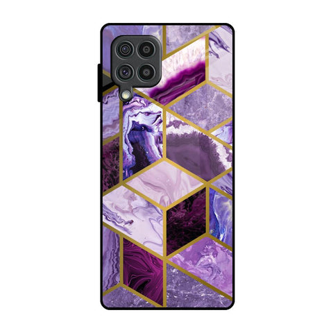 Purple Rhombus Marble Glossy Case for Samsung Galaxy F62