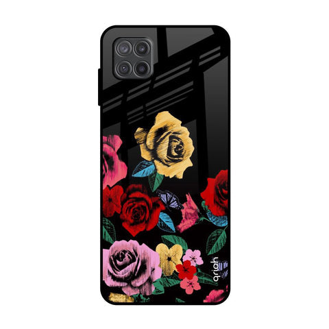 Floral Decorative Glossy Case For Samsung Galaxy A12