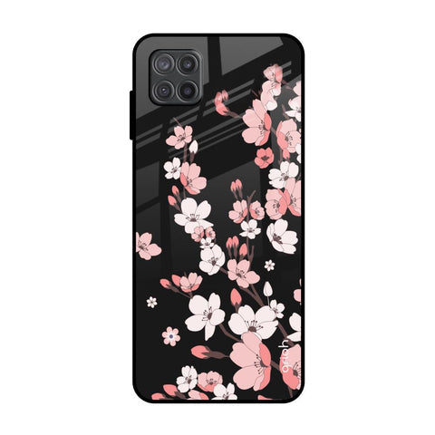 Black Cherry Blossom Glossy Case for Samsung Galaxy A12