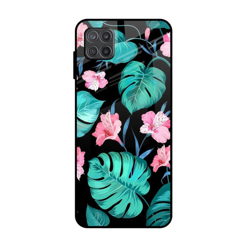 Tropical Leaves & Pink Flowers Glossy Case for Samsung Galaxy A12