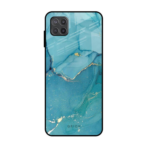 Blue Golden Glitter Glossy Case for Samsung Galaxy A12