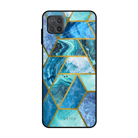Turquoise Geometrical Marble Glossy Case for Samsung Galaxy A12