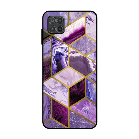 Purple Rhombus Marble Glossy Case for Samsung Galaxy A12