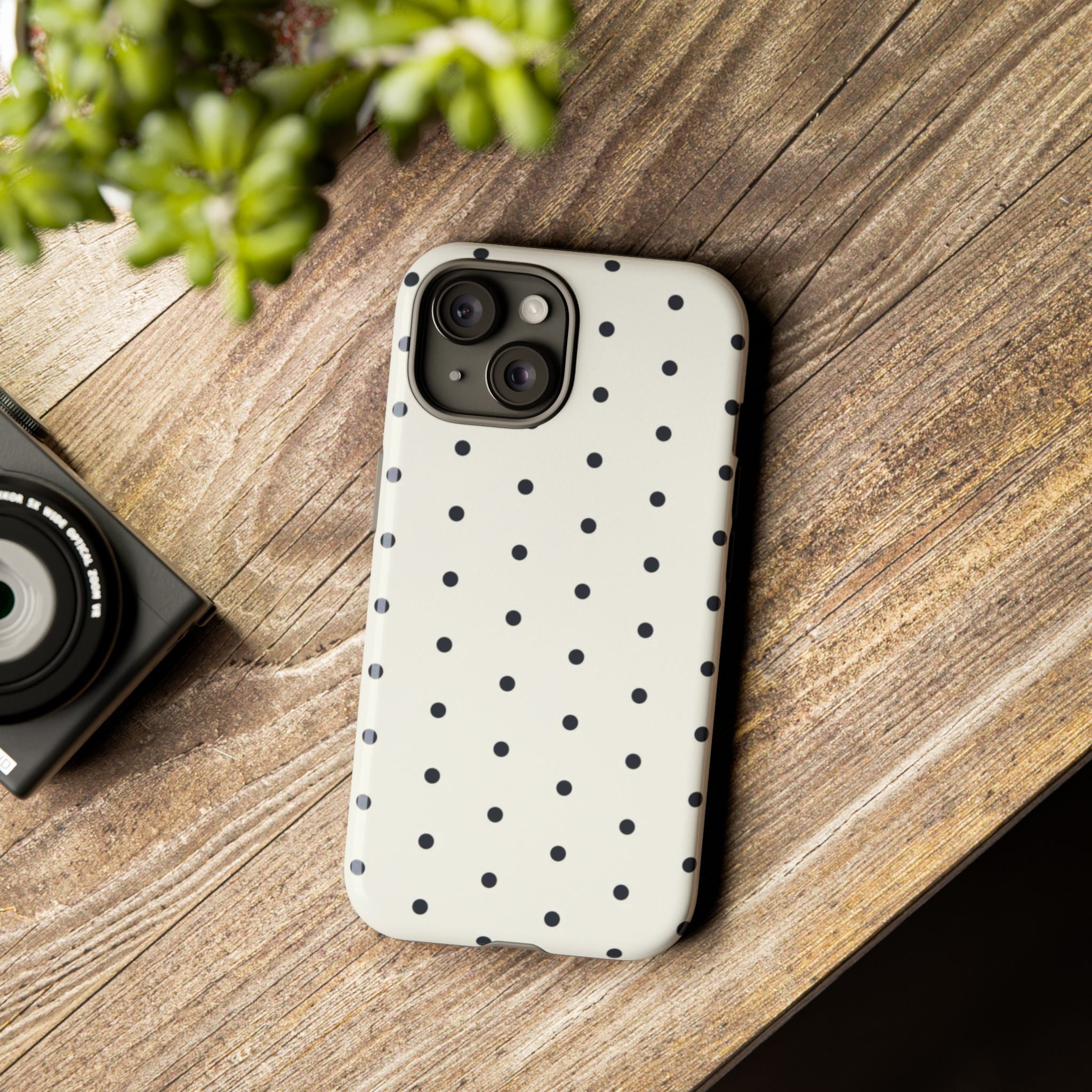 White Polka Dots Tough Case  Available For All iPhone Models