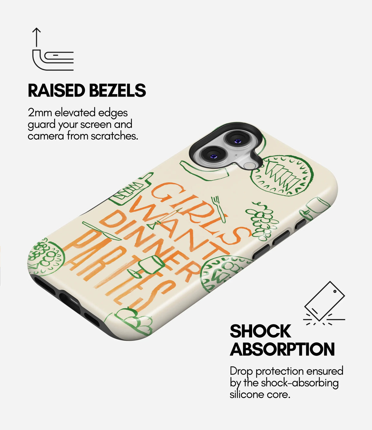Girls Just Wanna Eat Premium Tough Shining Phone Case (Double Layer) Available For All iPhone Models