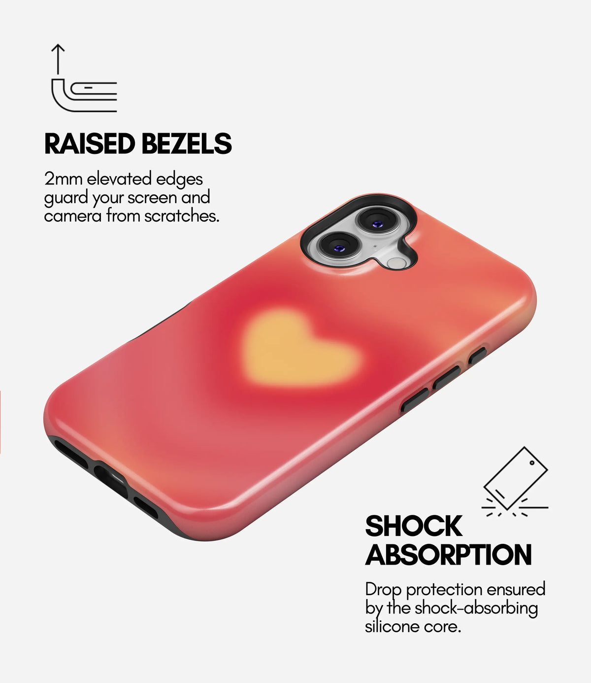 Heart Glow Premium Tough Shining Phone Case (Double Layer) Available For All iPhone Models