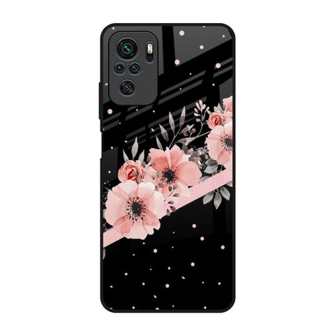 Floral Black Band Glossy Case For Redmi Note 10