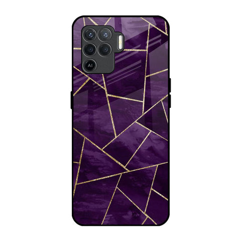 Geometric Purple Glossy Case For Oppo F19 Pro
