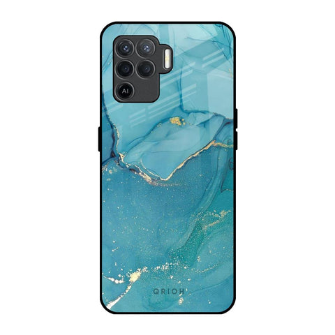 Blue Golden Glitter Glossy Case for Oppo F19 Pro