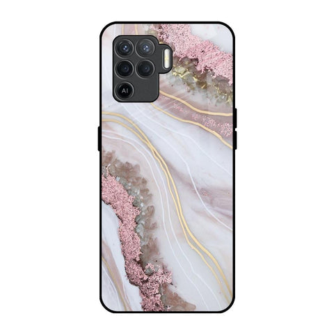 Pink & Gold Gllitter Marble Glossy Case for Oppo F19 Pro