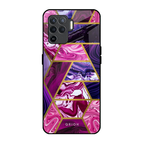 Electroplated Geometric Marble Glossy Case for Oppo F19 Pro