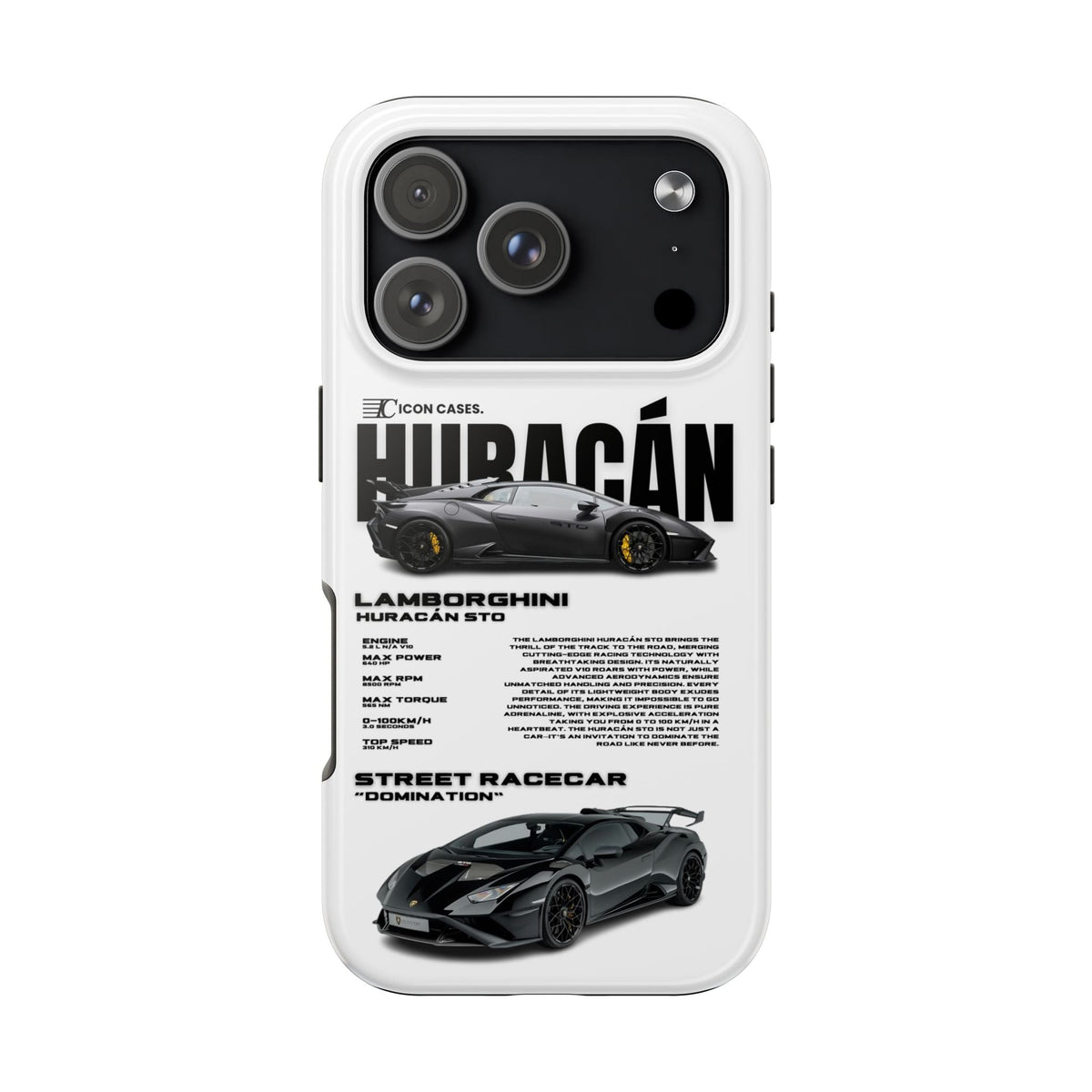 Lamborghini Huracan STO White Premium Tough Shining Phone Case (Double Layer) Available For All iPhone Models