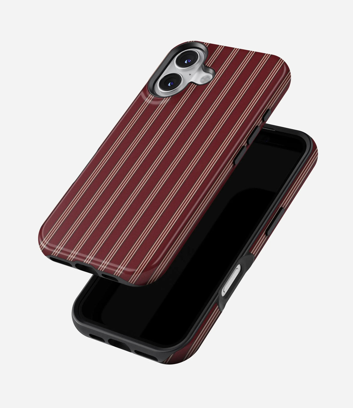 Burgundy Luxe Lines Premium Tough Shining Phone Case (Double Layer) Available For All iPhone Models