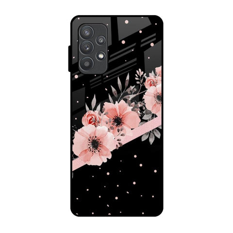 Floral Black Band Glossy Case For Samsung Galaxy A52