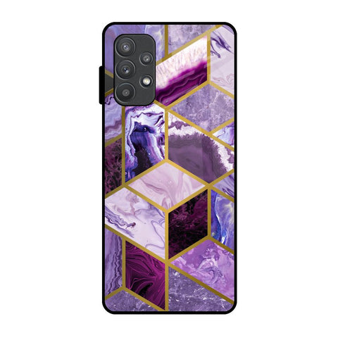Purple Rhombus Marble Glossy Case for Samsung Galaxy A72